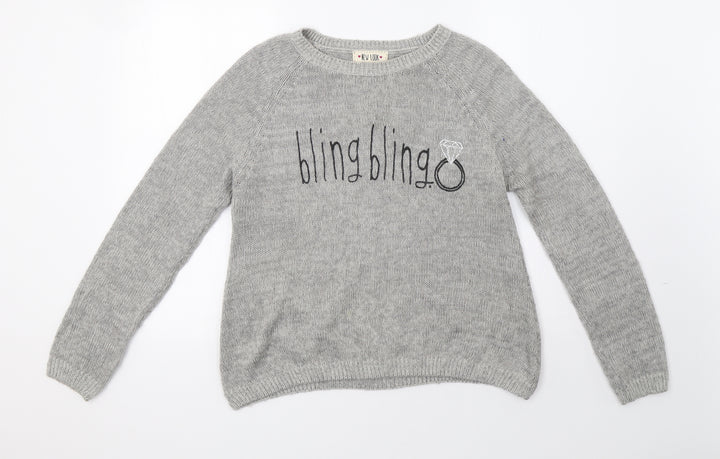 newlook Womens Grey Pullover Sweatshirt Size 14