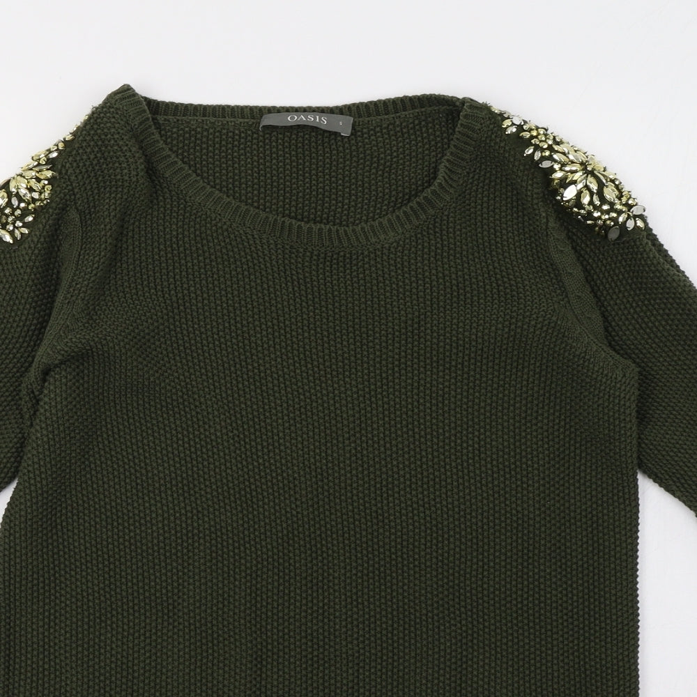 Oasis Womens Green   Pullover Sweatshirt Size S