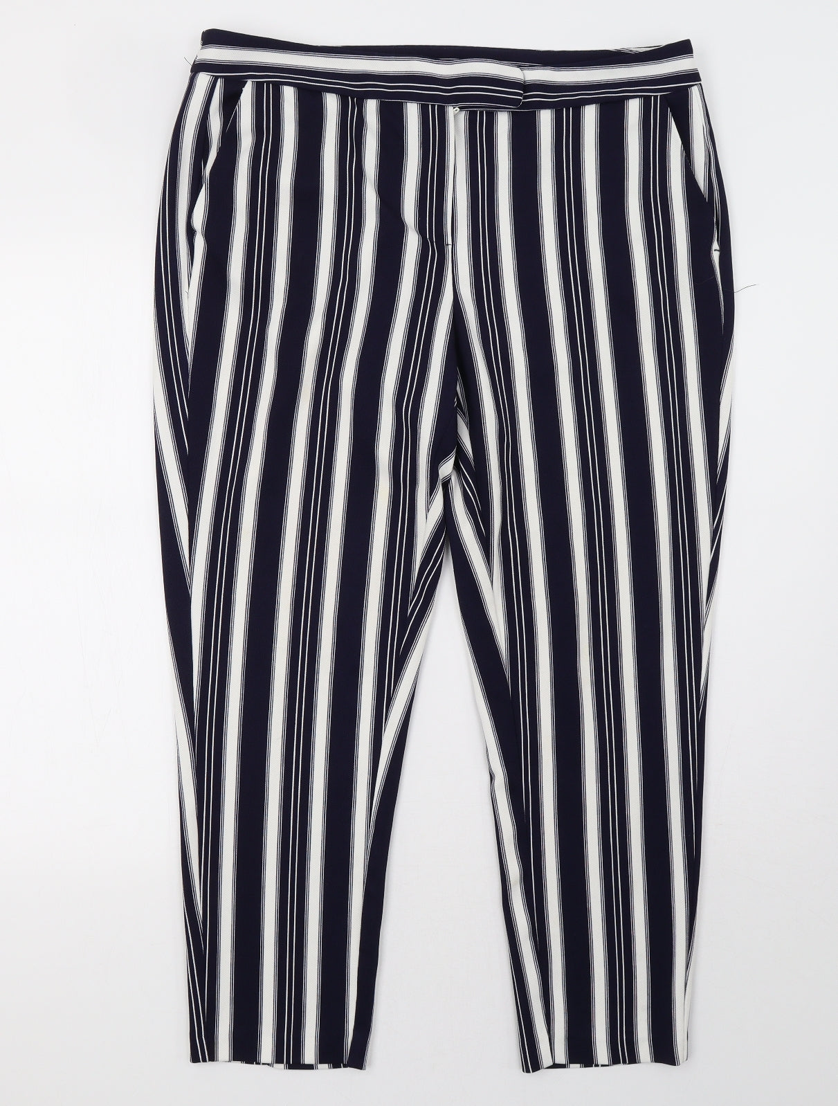 Dorothy Perkins Womens Blue Striped  Trousers  Size 16 L30 in