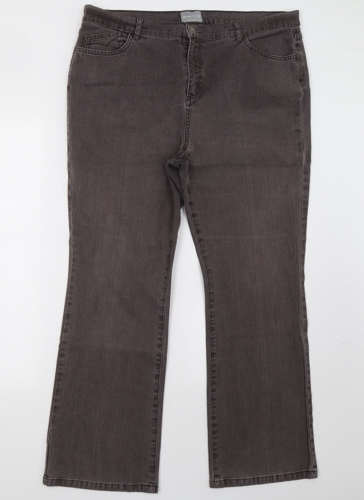 Marks and Spencer Womens Brown  Denim Straight Jeans Size 18 L32 in