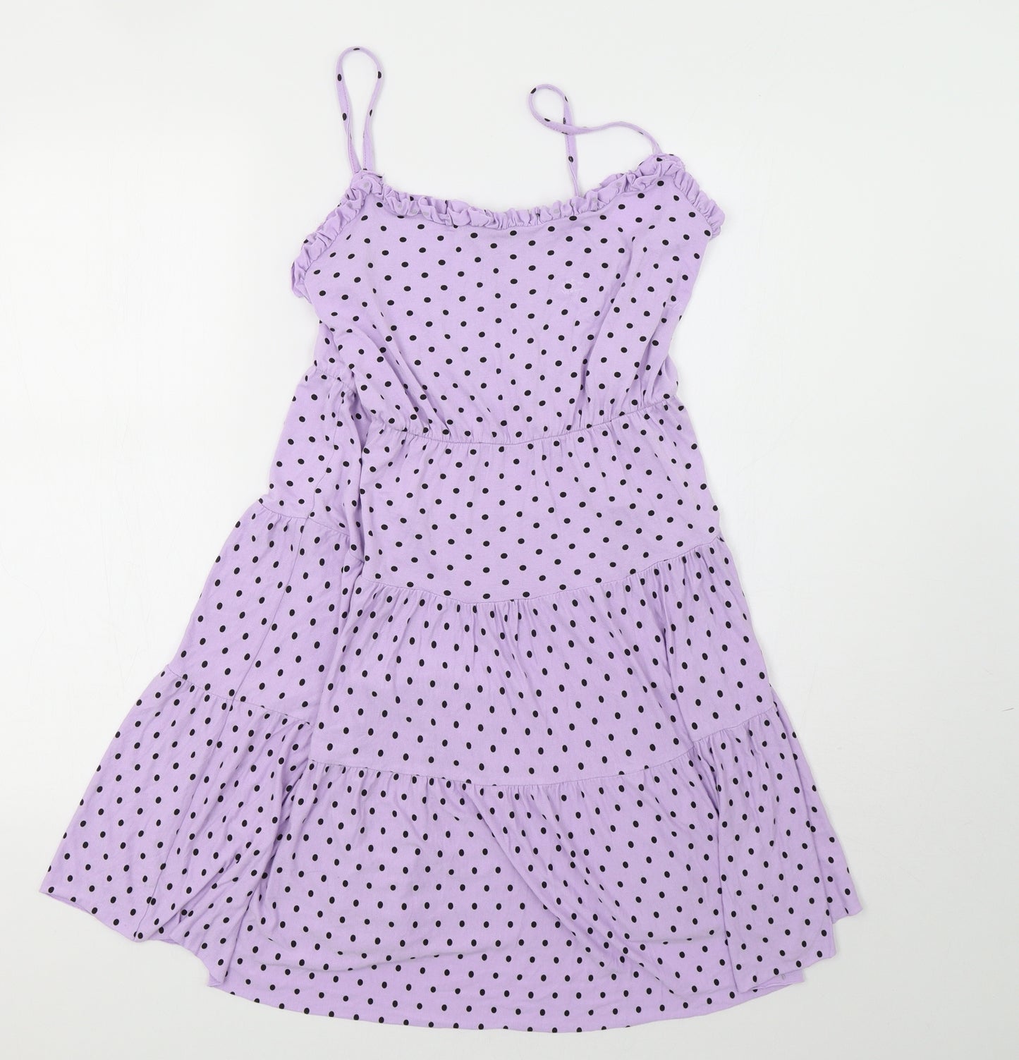 Boohoo Womens Purple Polka Dot  A-Line  Size 10