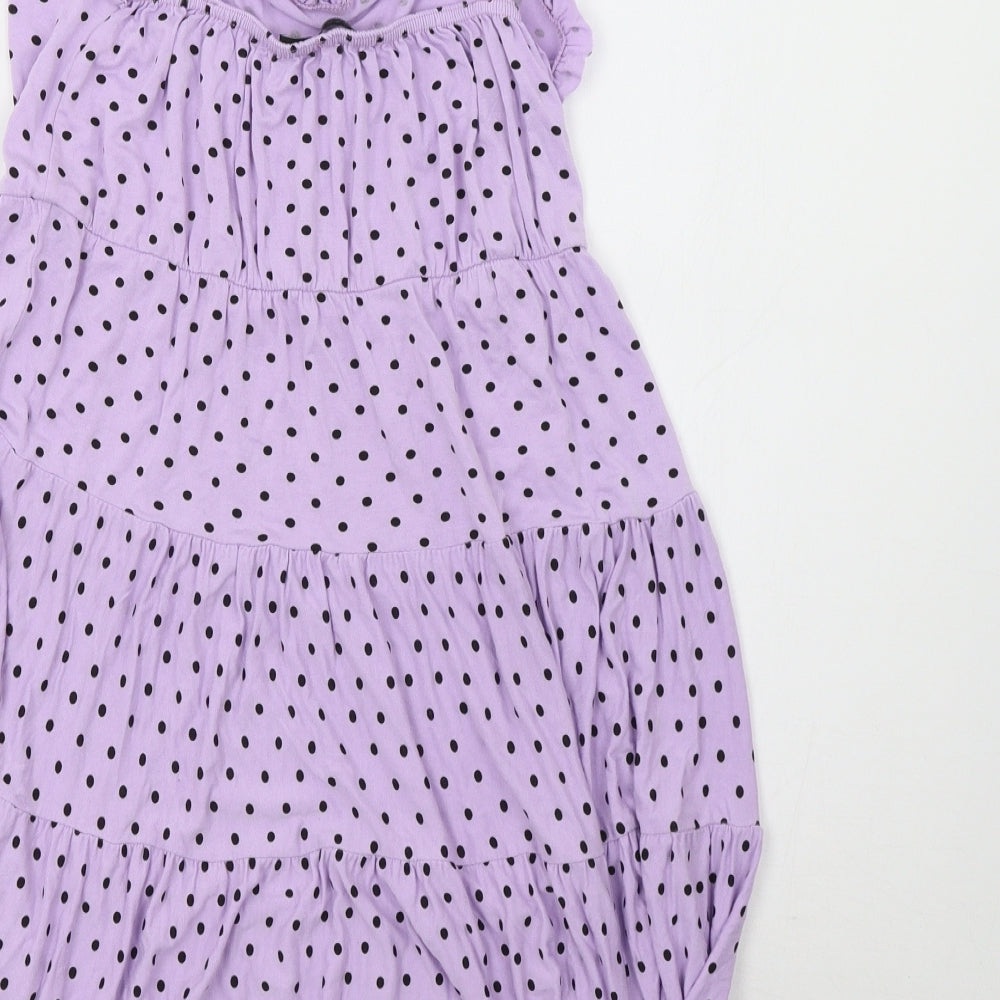 Boohoo Womens Purple Polka Dot  A-Line  Size 10