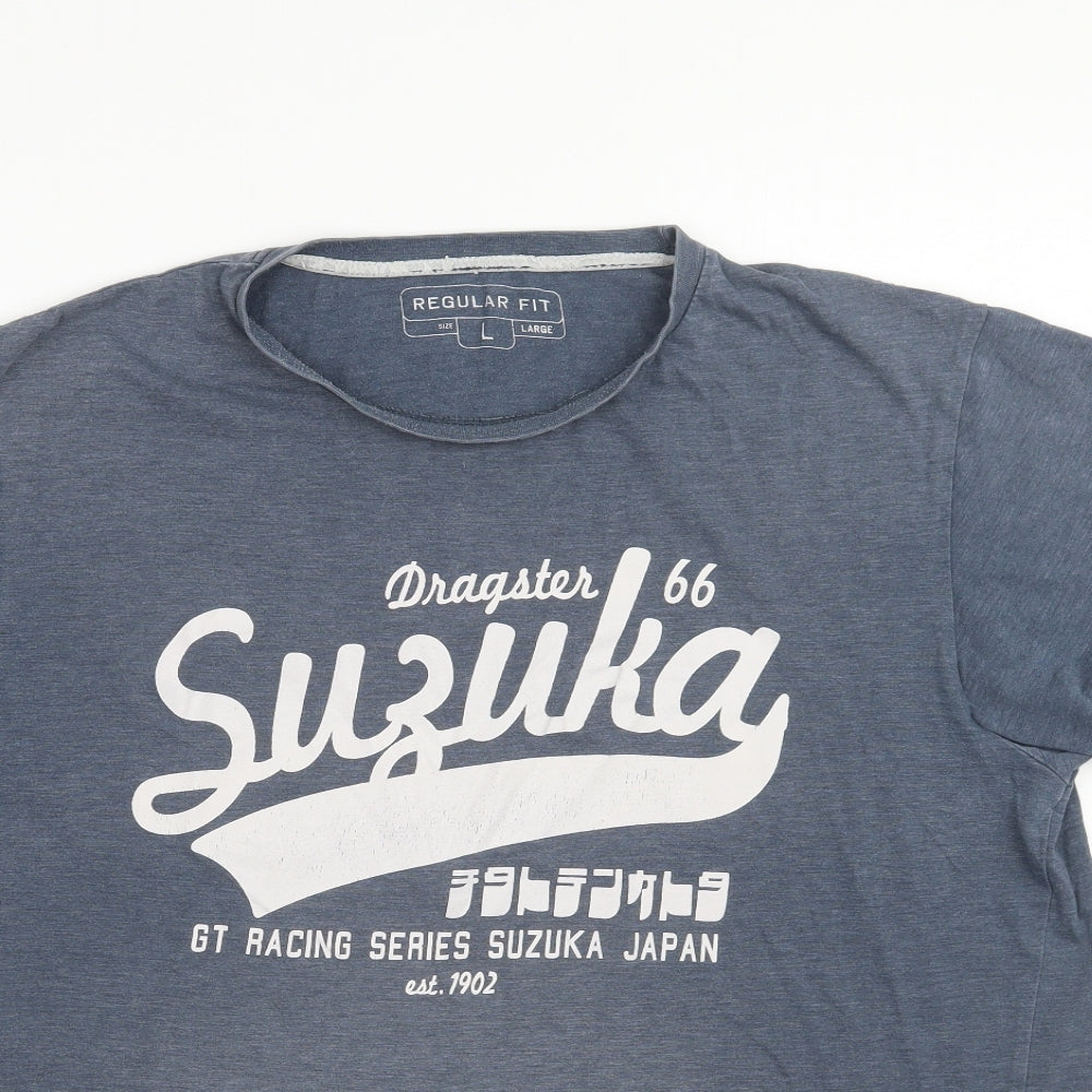 Cedar Wood State Mens Blue    T-Shirt Size L