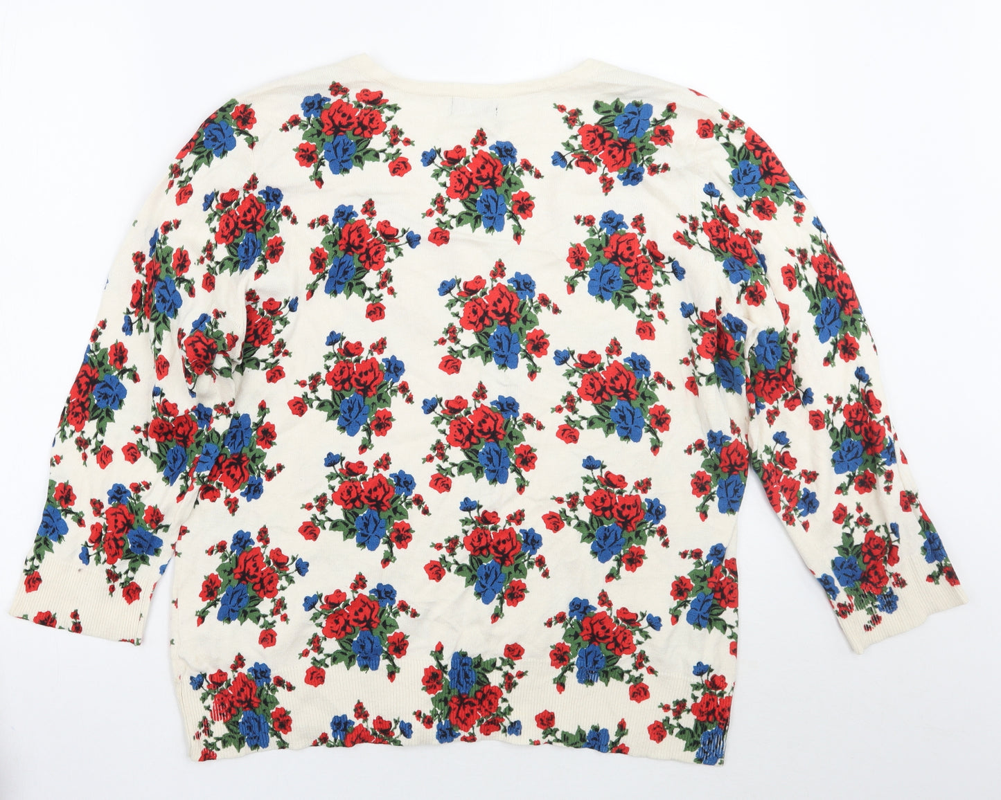 F&F Womens White Floral  Cardigan Jumper Size 20