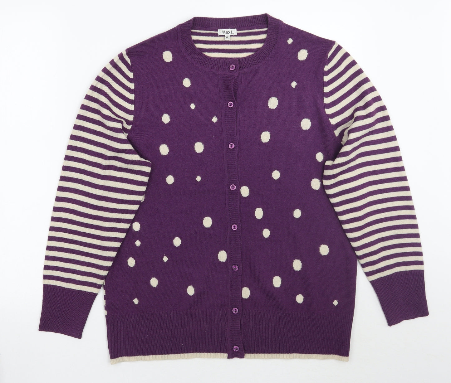 //text.. Womens Purple Polka Dot  Cardigan Jumper Size XL