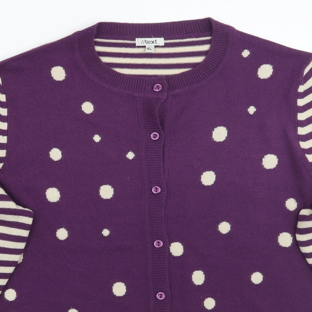 //text.. Womens Purple Polka Dot  Cardigan Jumper Size XL