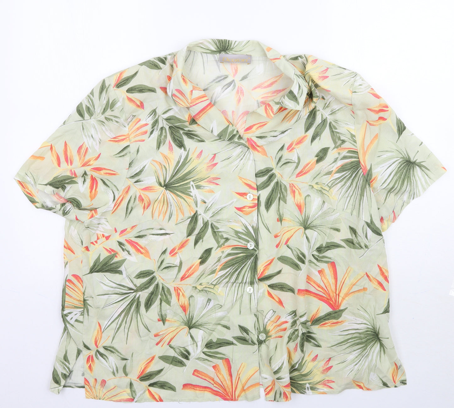 Daxon Womens Green Floral  Basic Button-Up Size 22