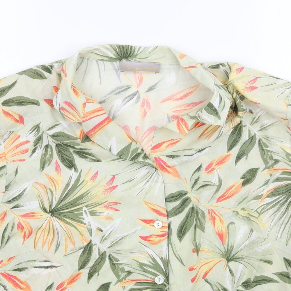 Daxon Womens Green Floral  Basic Button-Up Size 22