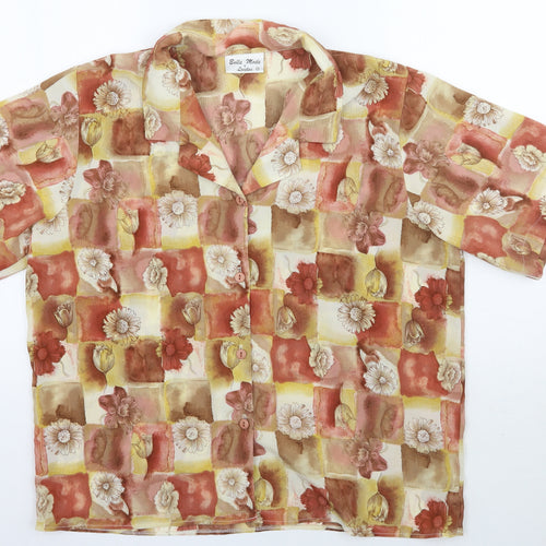 Bella moda Womens Orange Floral  Basic Button-Up Size 20