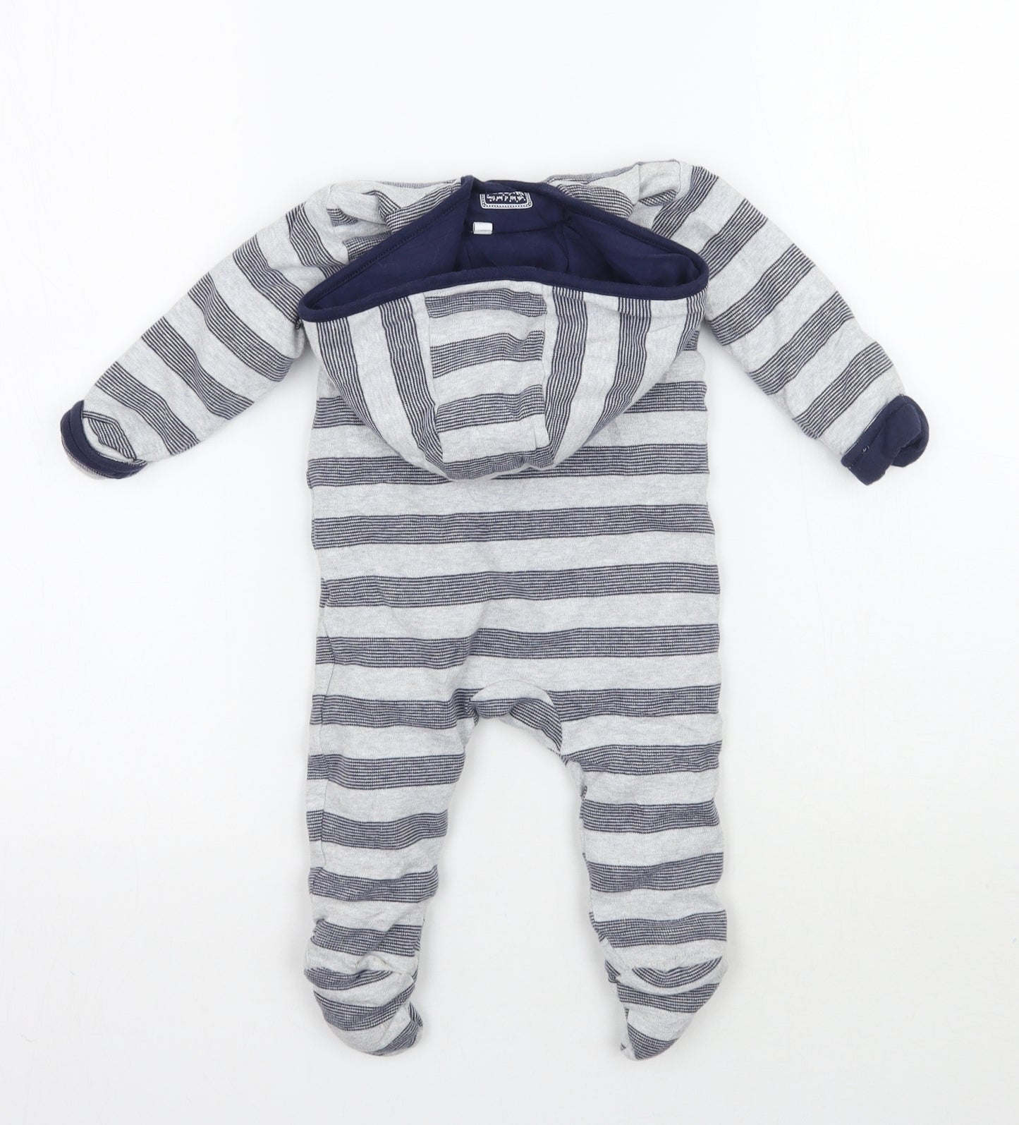 Bluezoo Baby Grey Striped  Babygrow One-Piece Size 3-6 Months