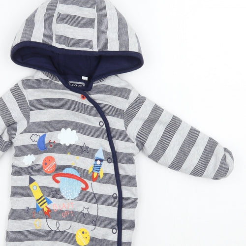 Bluezoo Baby Grey Striped  Babygrow One-Piece Size 3-6 Months