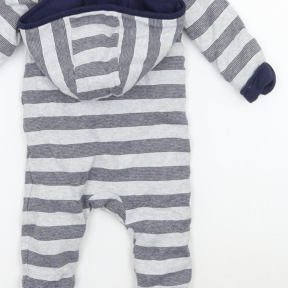 Bluezoo Baby Grey Striped  Babygrow One-Piece Size 3-6 Months