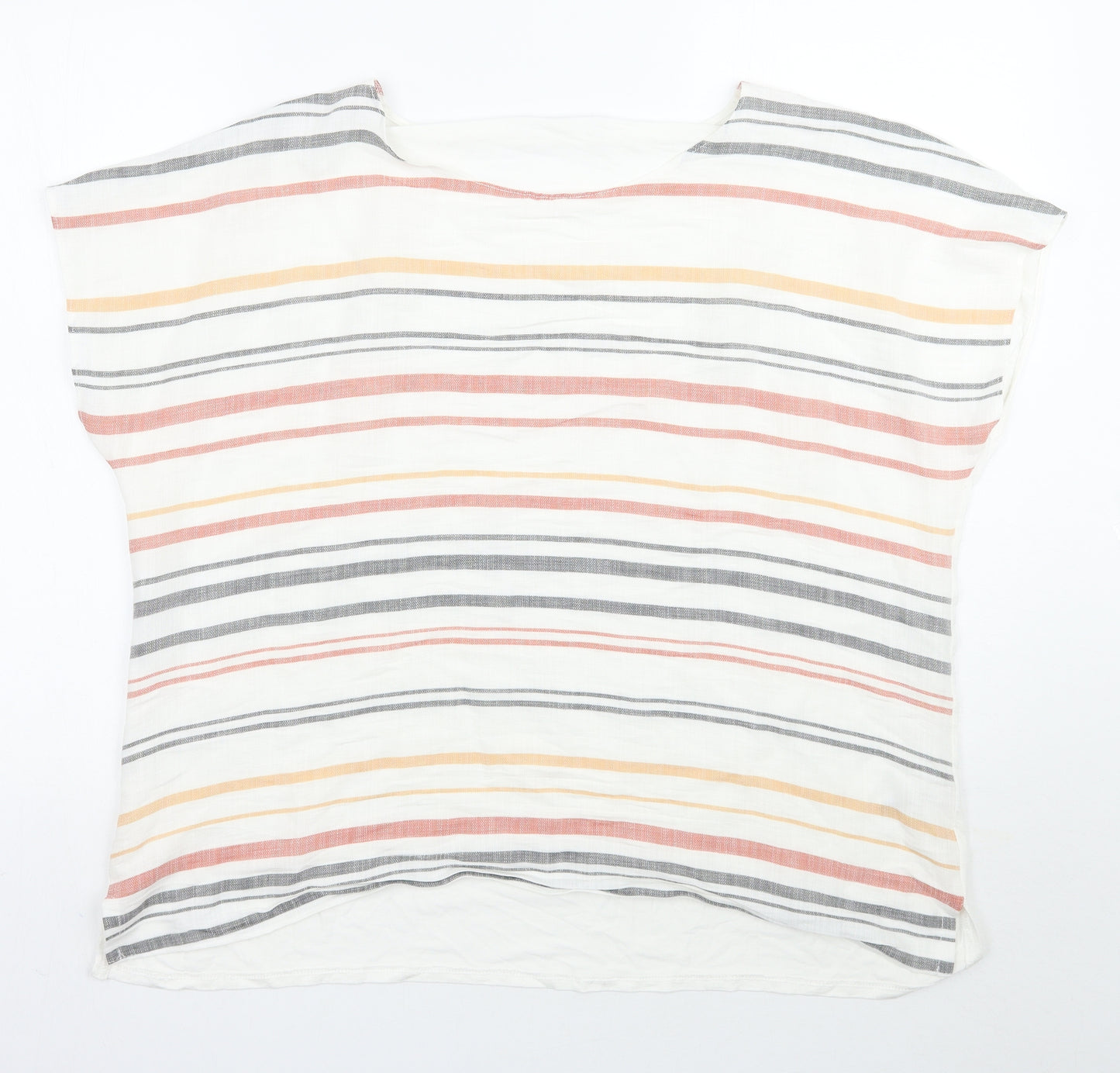 Nutmeg Womens White Striped  Basic T-Shirt Size 20