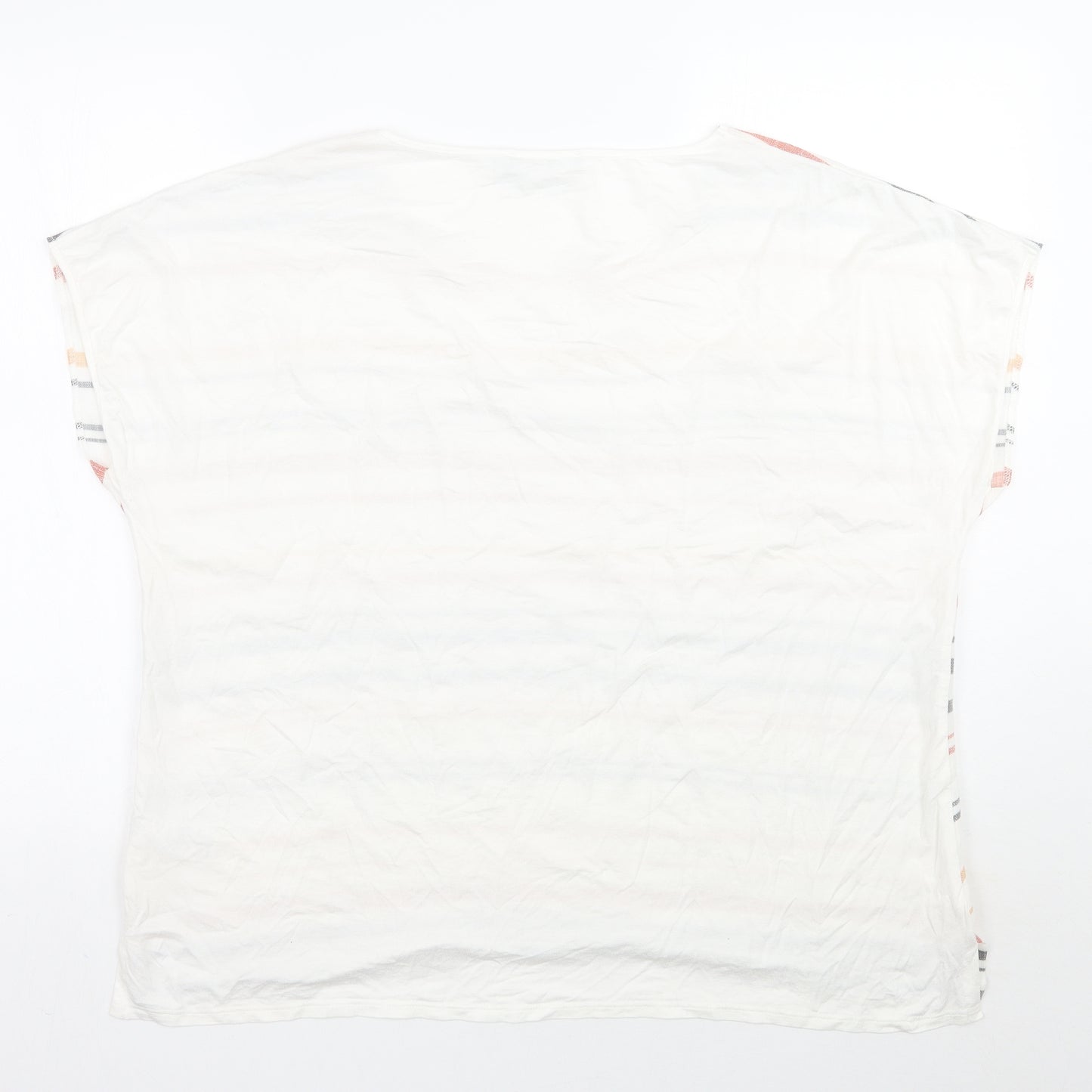 Nutmeg Womens White Striped  Basic T-Shirt Size 20
