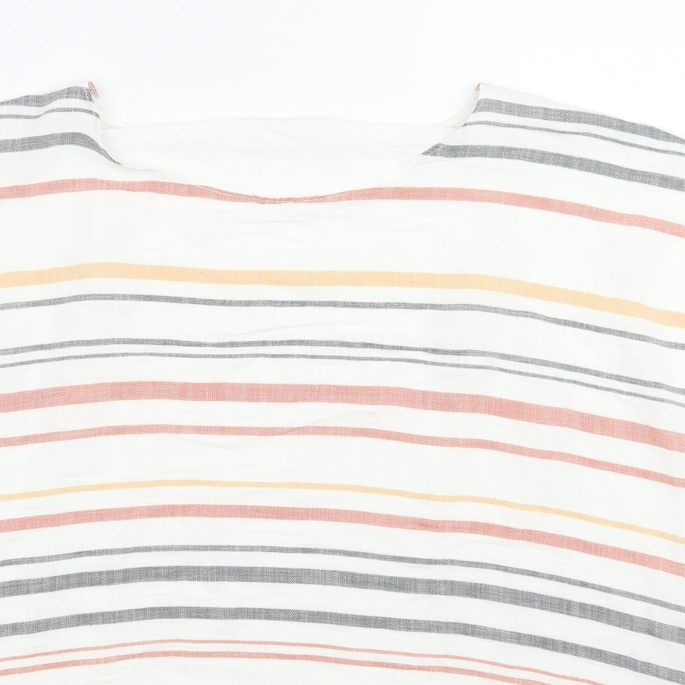 Nutmeg Womens White Striped  Basic T-Shirt Size 20