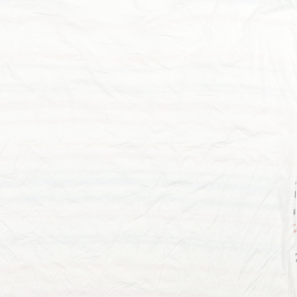 Nutmeg Womens White Striped  Basic T-Shirt Size 20