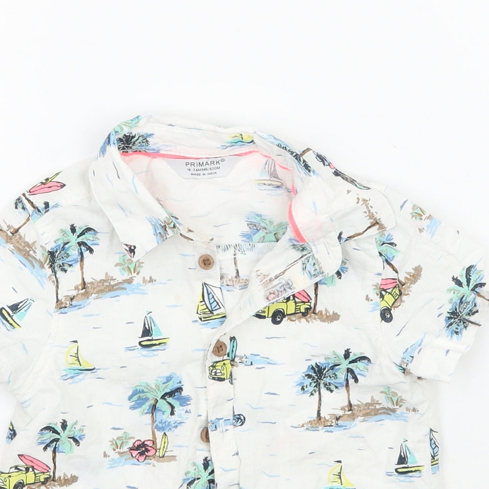 Primark Baby White Geometric  Basic Button-Up Size 18-24 Months