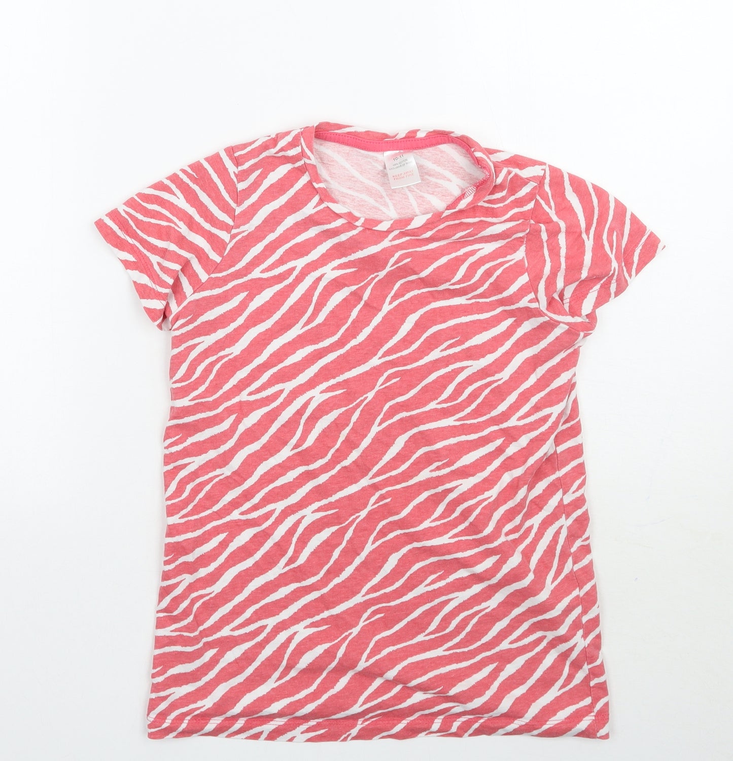 Preworn Girls Pink Spotted  Basic T-Shirt Size 10 Years