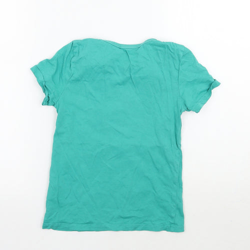 H&M Girls Green Geometric  Basic T-Shirt Size 9 Years