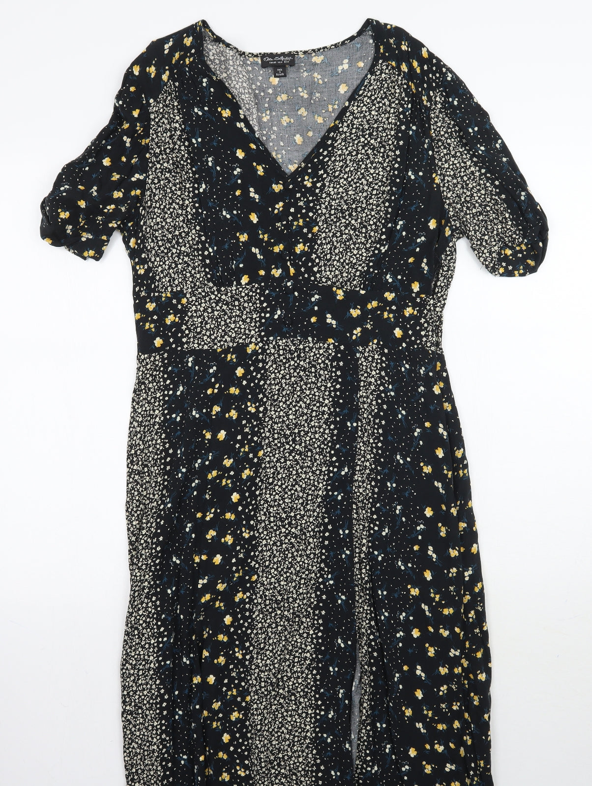 Miss Selfridge Womens Black Floral  A-Line  Size 12