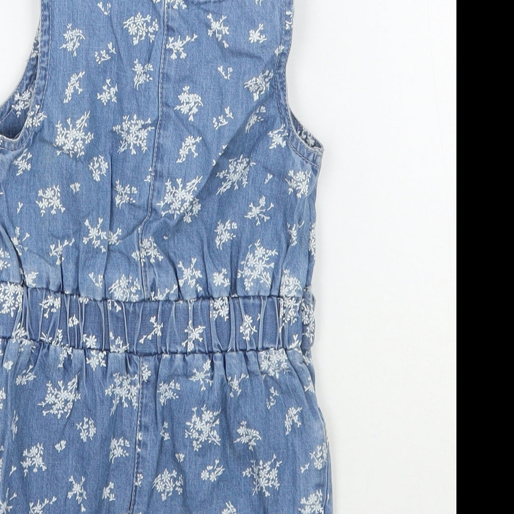 Matalan Girls Blue Floral  Romper One-Piece Size 6-9 Months