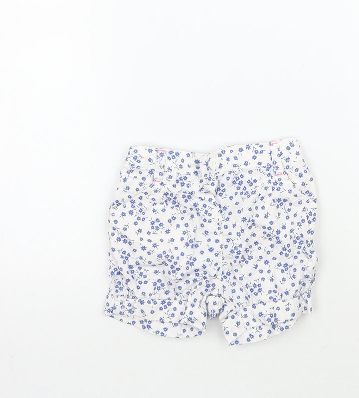 Mothercare Girls White Floral  Cropped Trousers Size 6-9 Months