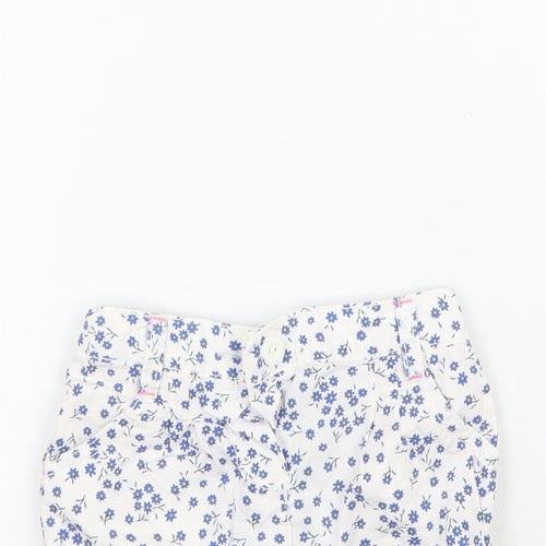Mothercare Girls White Floral  Cropped Trousers Size 6-9 Months