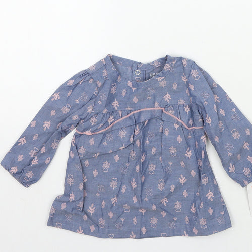 Carters Girls Blue Floral  Basic T-Shirt Size 6-9 Months