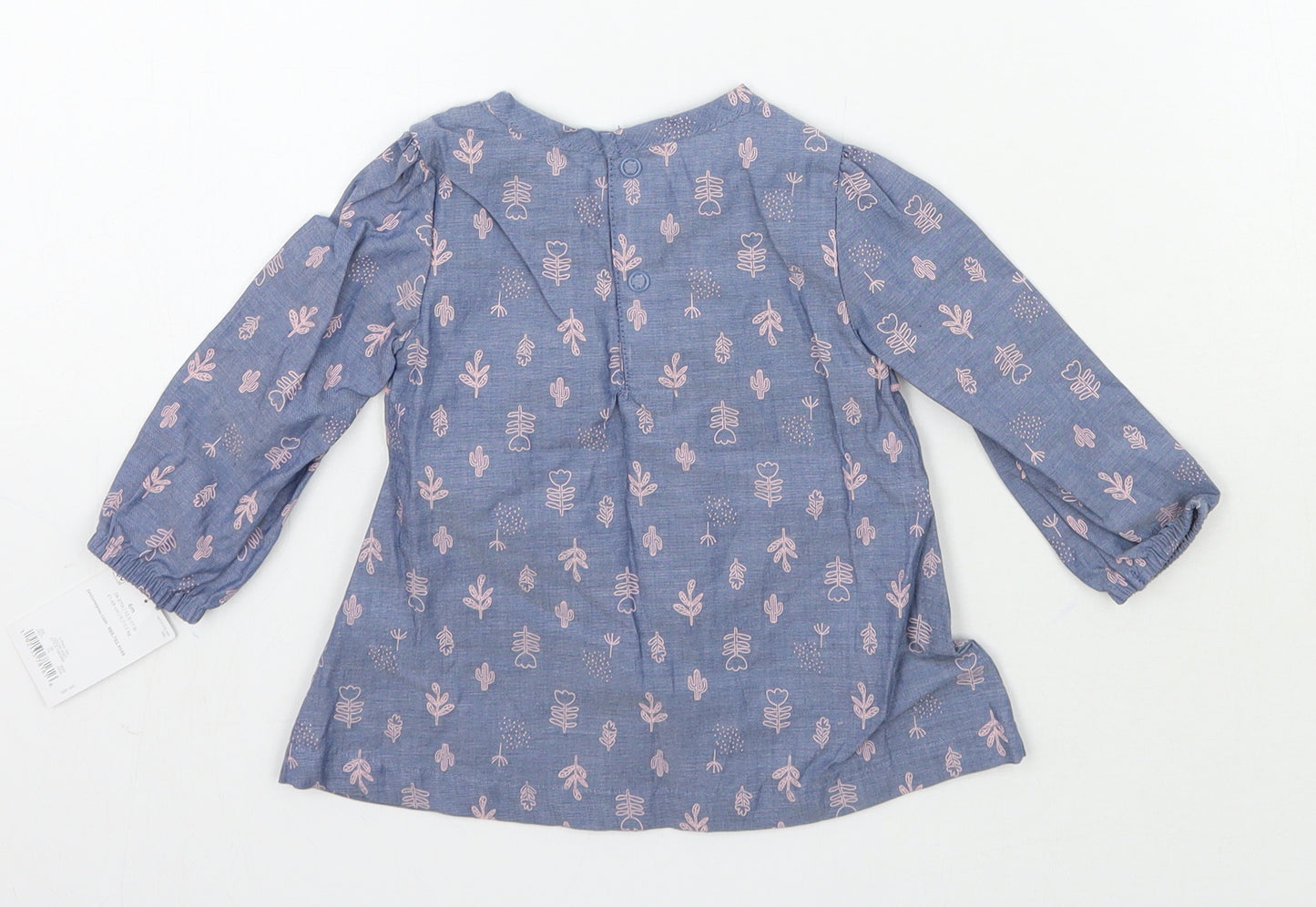 Carters Girls Blue Floral  Basic T-Shirt Size 6-9 Months