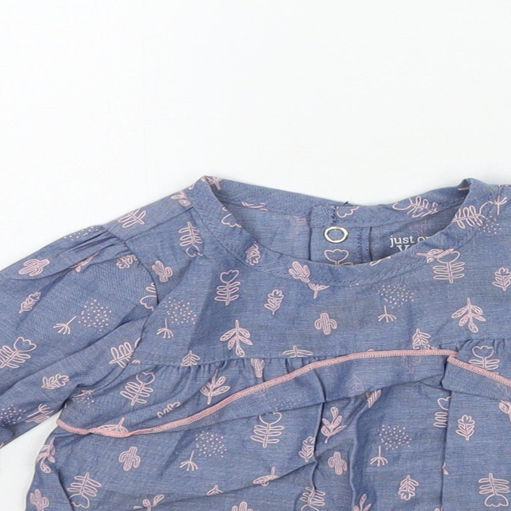 Carters Girls Blue Floral  Basic T-Shirt Size 6-9 Months