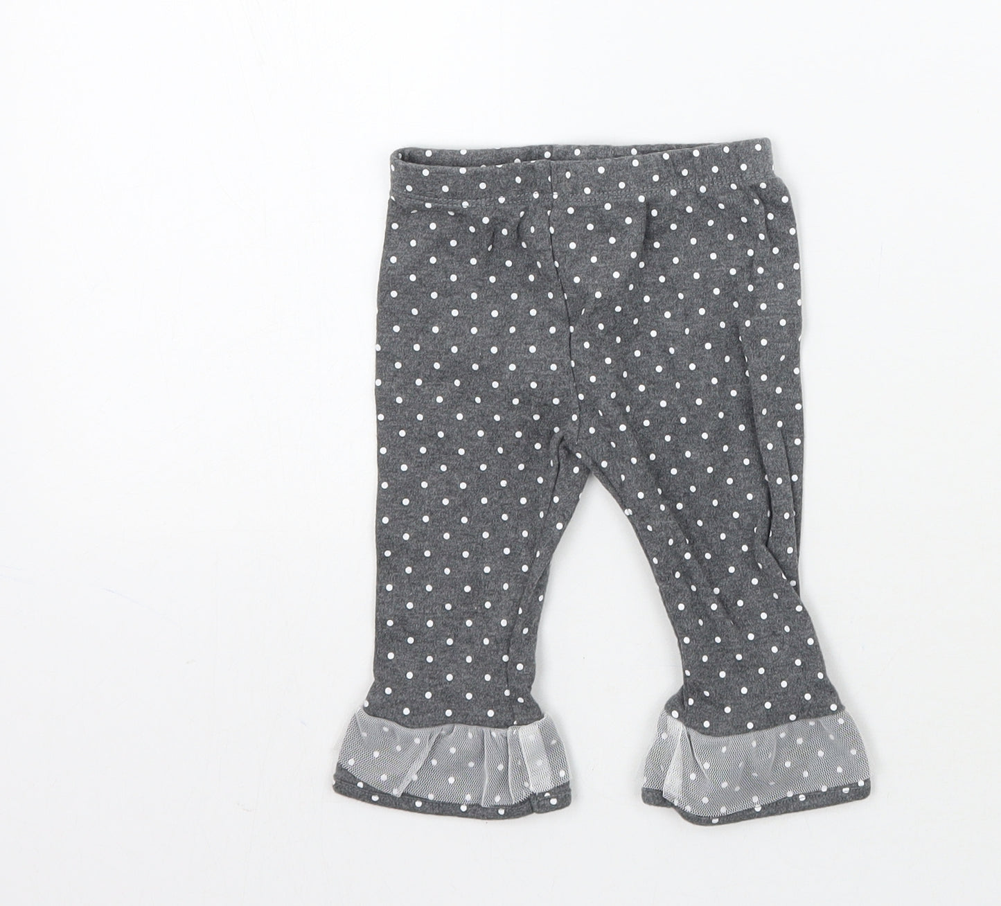 Preworn Girls Grey Polka Dot  Capri Trousers Size 6-9 Months