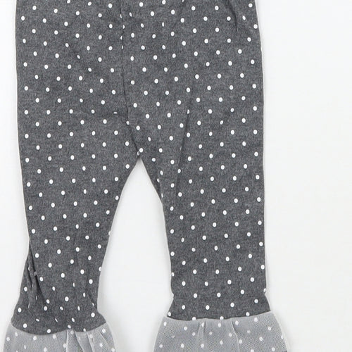 Preworn Girls Grey Polka Dot  Capri Trousers Size 6-9 Months
