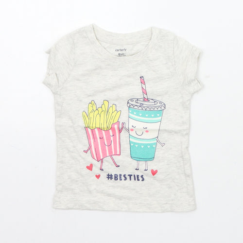 Carters Girls Grey   Basic T-Shirt Size 9-12 Months