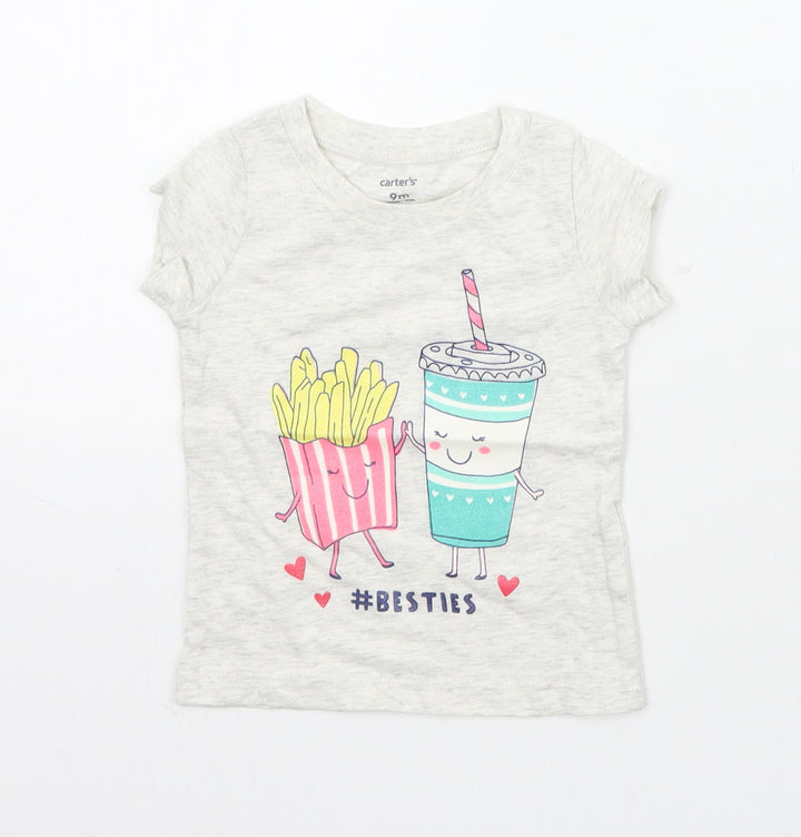Carters Girls Grey   Basic T-Shirt Size 9-12 Months