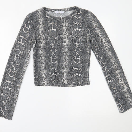 Zara Womens Green Animal Print  Cropped Blouse Size S