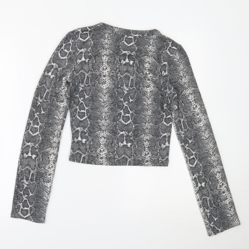 Zara Womens Green Animal Print  Cropped Blouse Size S
