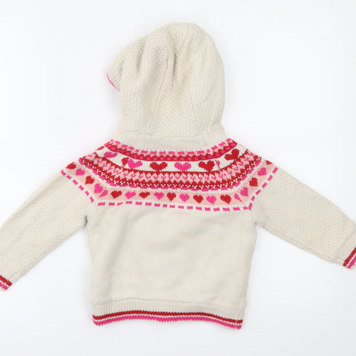 Mini Club Girls Beige Fair Isle  Cardigan Jumper Size 2-3 Years