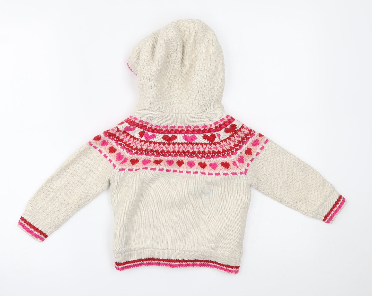 Mini Club Girls Beige Fair Isle  Cardigan Jumper Size 2-3 Years