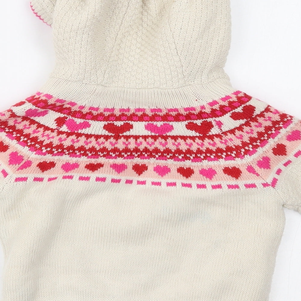 Mini Club Girls Beige Fair Isle  Cardigan Jumper Size 2-3 Years