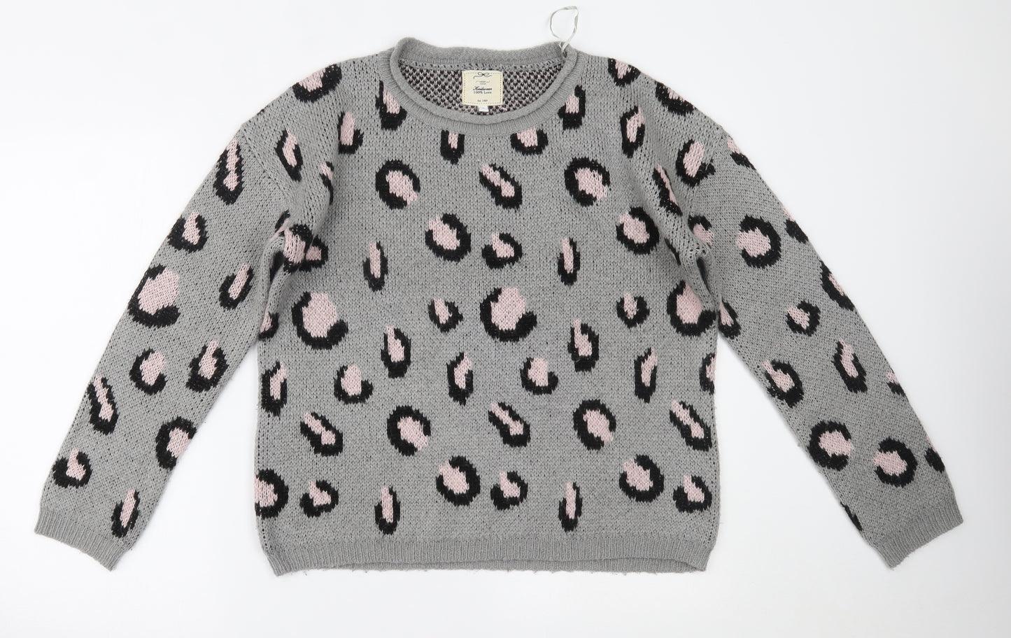 New Look Womens Grey Animal Print  Pullover Jumper Size 8