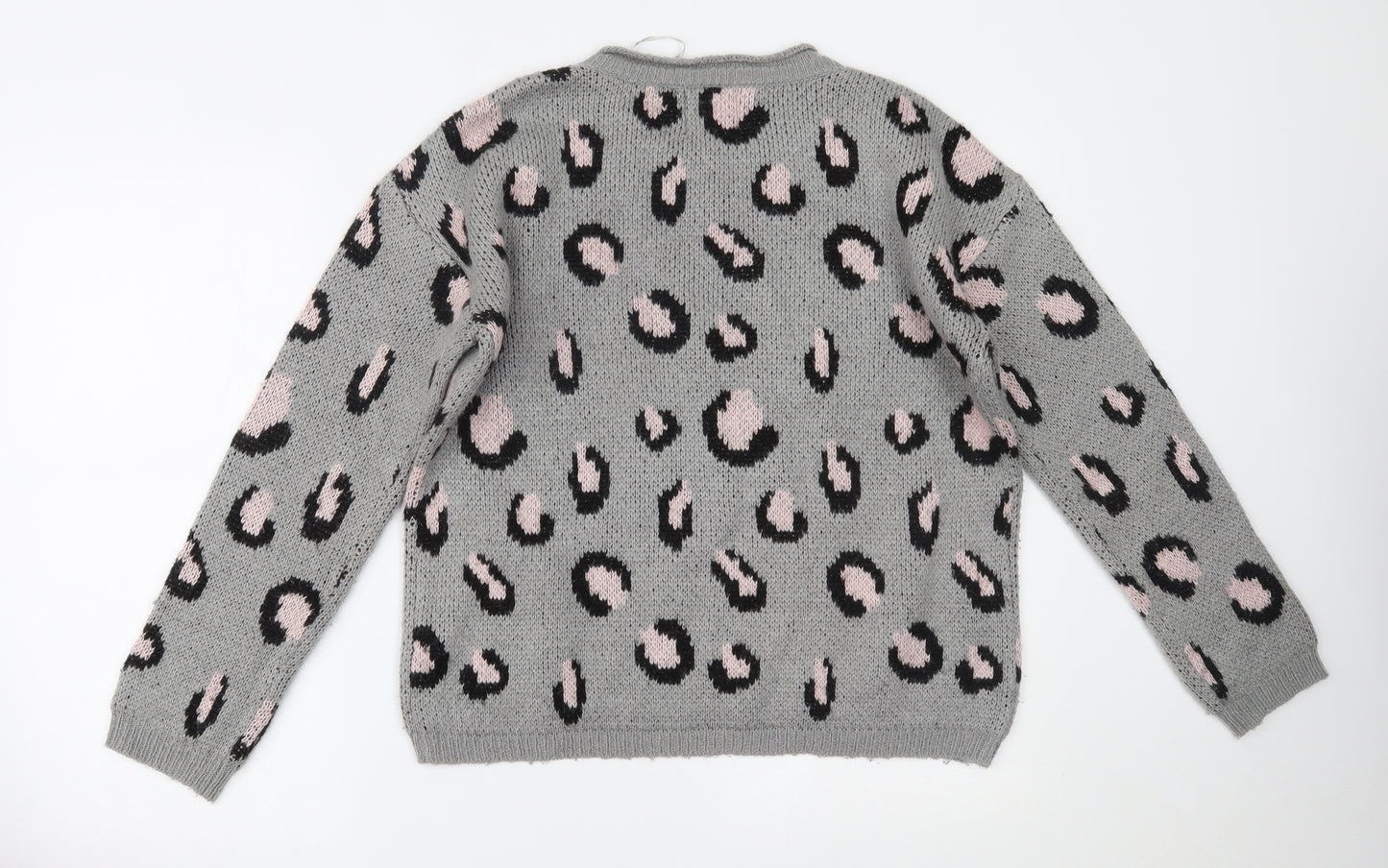 New Look Womens Grey Animal Print  Pullover Jumper Size 8