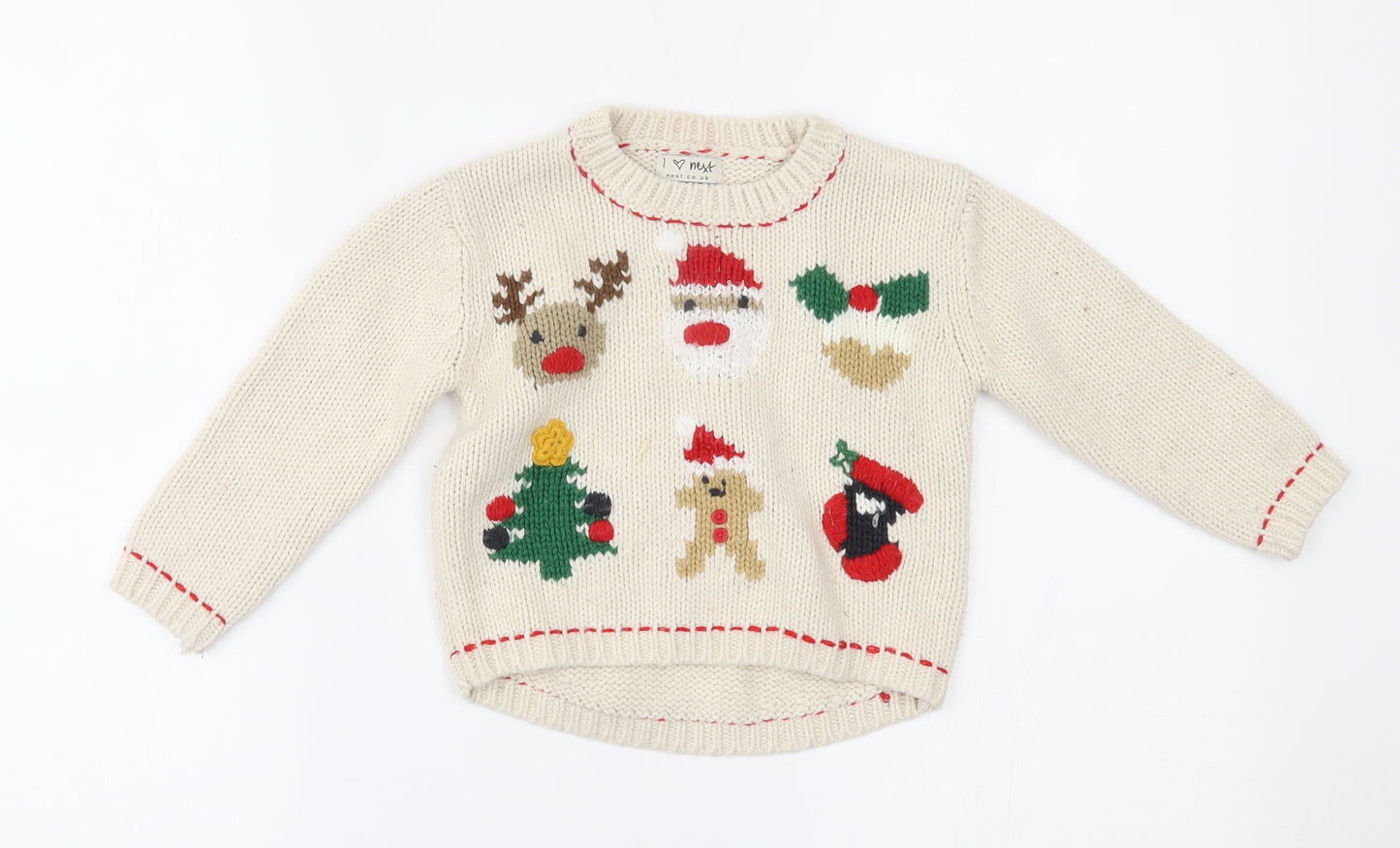 NEXT Boys Beige   Pullover Jumper Size 2-3 Years  - christmas