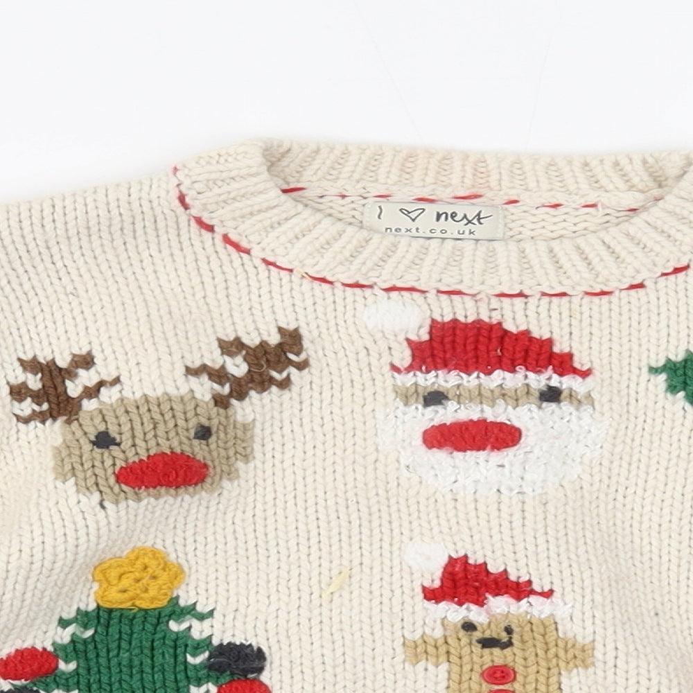 NEXT Boys Beige   Pullover Jumper Size 2-3 Years  - christmas