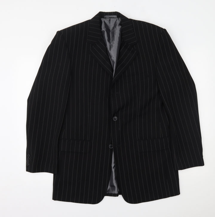 BLAKES Mens Black Striped  Jacket Suit Jacket Size 38