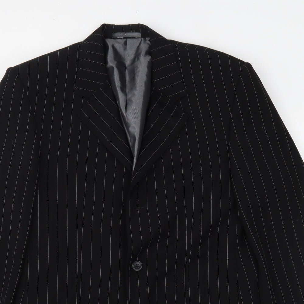 BLAKES Mens Black Striped  Jacket Suit Jacket Size 38