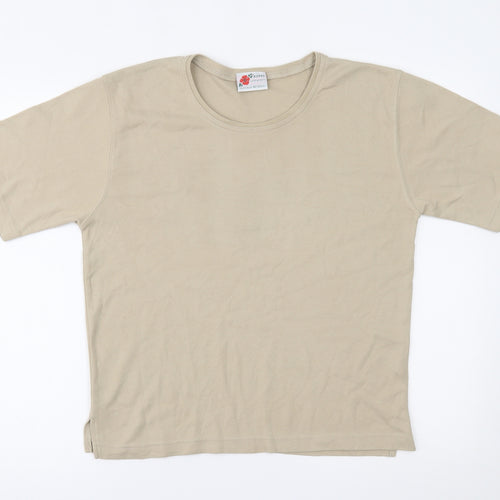 Poppy Womens Beige   Basic T-Shirt Size 12