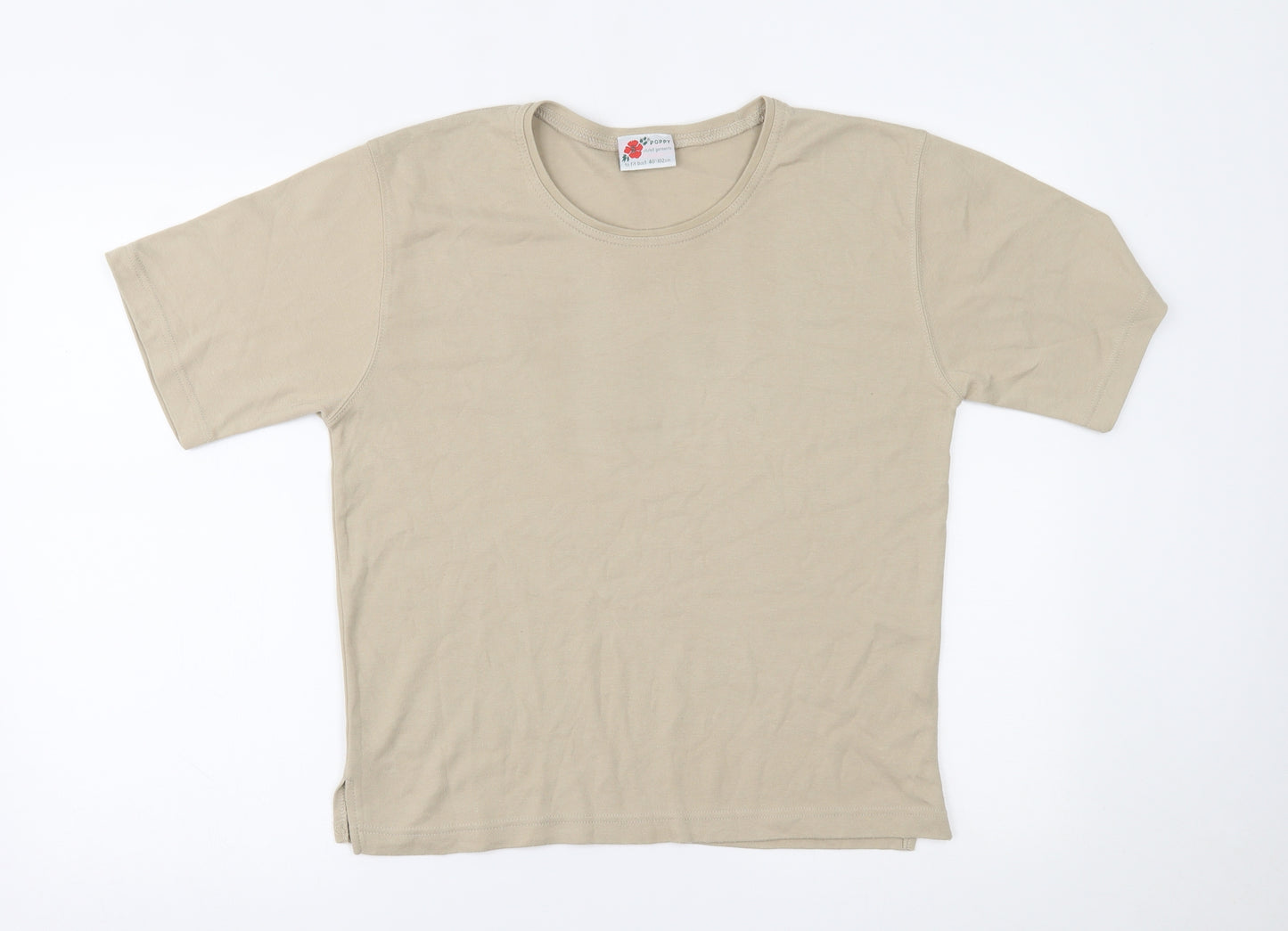 Poppy Womens Beige   Basic T-Shirt Size 12