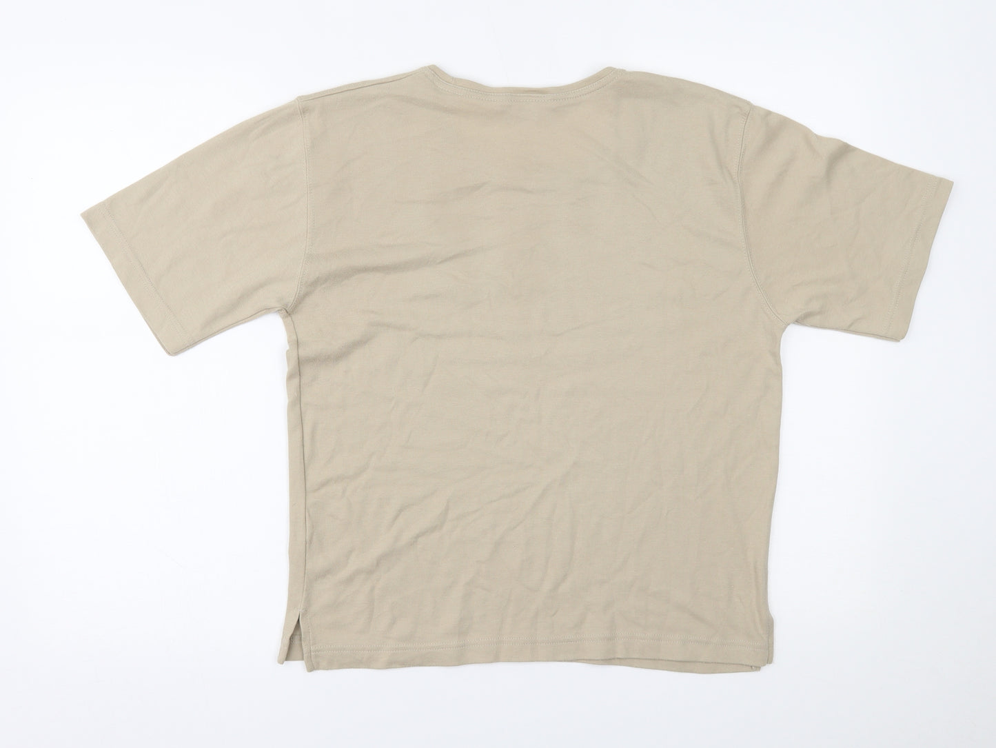 Poppy Womens Beige   Basic T-Shirt Size 12