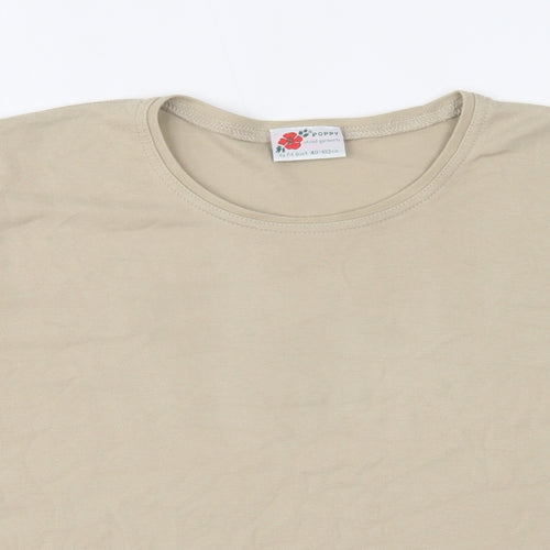 Poppy Womens Beige   Basic T-Shirt Size 12