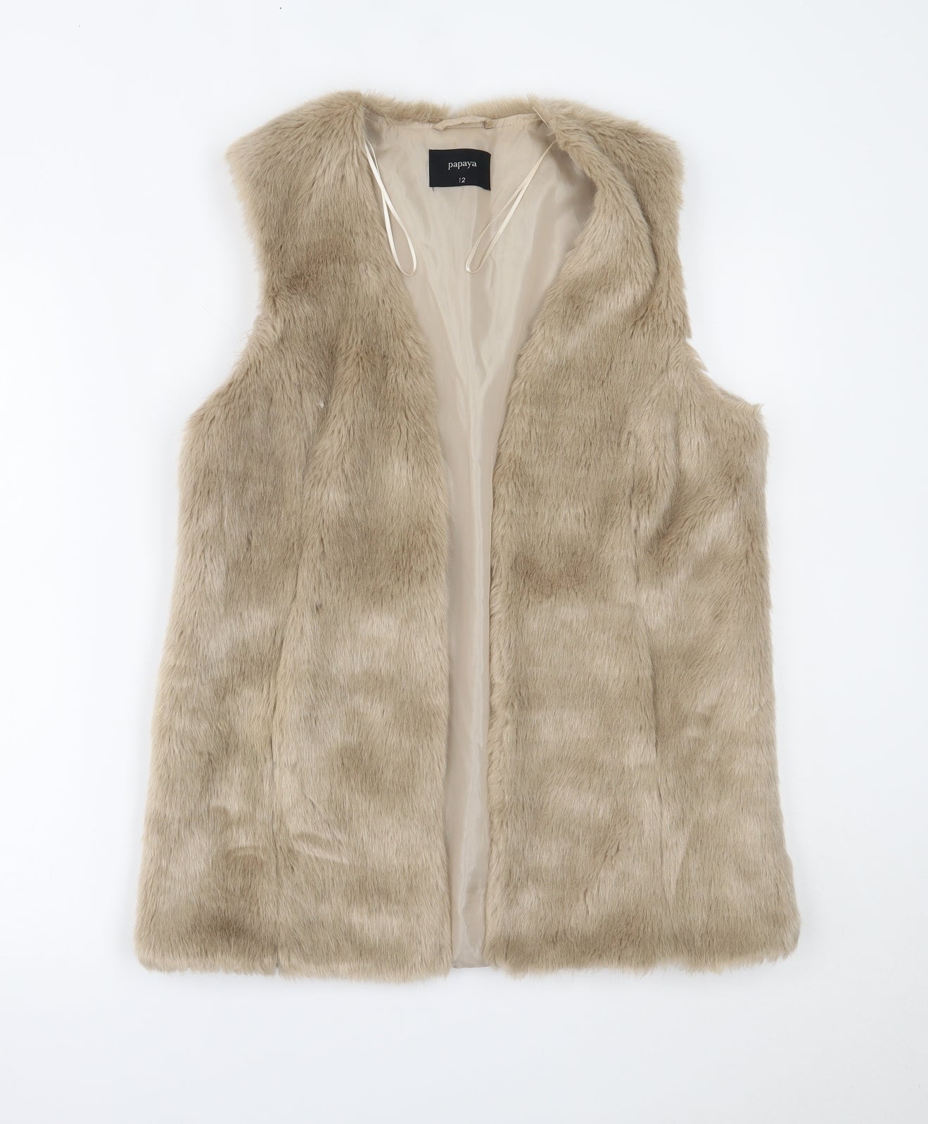 Papaya Womens Beige   Gilet Coat Size 12